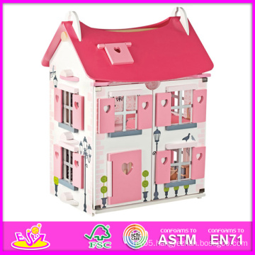 2014 Fashion New Kids Wooden Toy Doll House, Luxury Large Wooden Children Toy Doll House, Hot Sale Baby Wooden Toy Doll House Set Factory W06A051